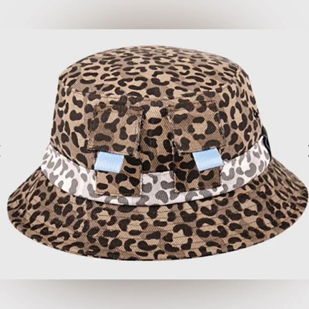 NWT The Hideout Clothing Co Brown Leopard Octagon Classic Bucket Hat Breathable